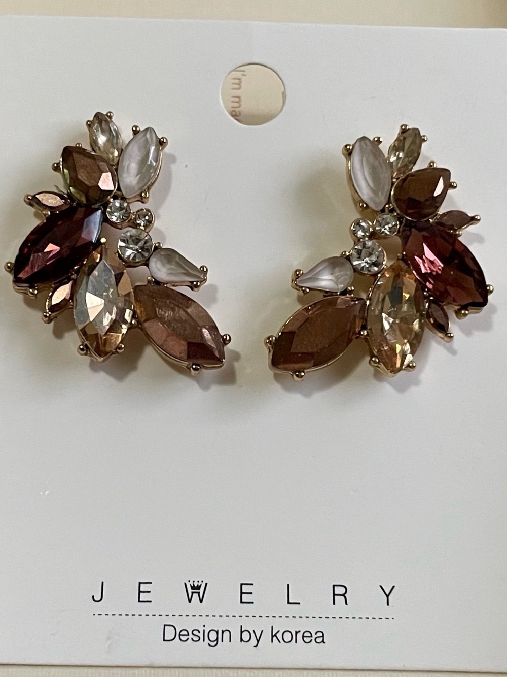 Olive & Piper Crystal Cluster Drop Earrings in Burgundy and Champagne